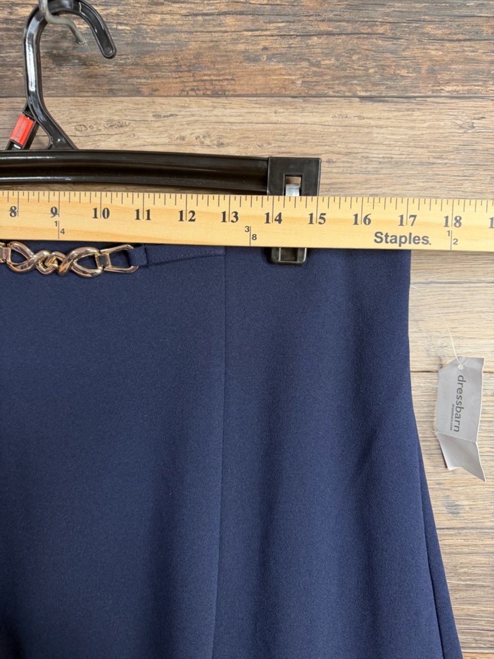 Roz & Ali Navy A-Line Skirt with Gold Accent - Picture 9 of 9